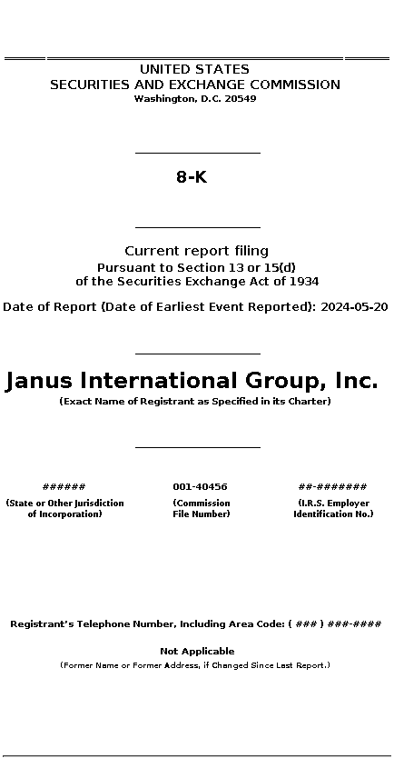 jbi : 8-K Current report filing