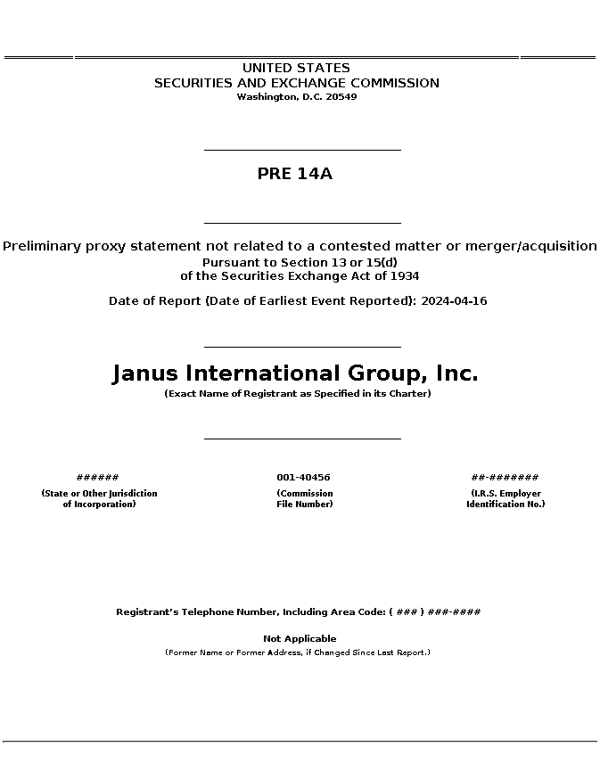 jbi : PRE 14A Preliminary proxy statement not related to a contested matter or merger/acquisition