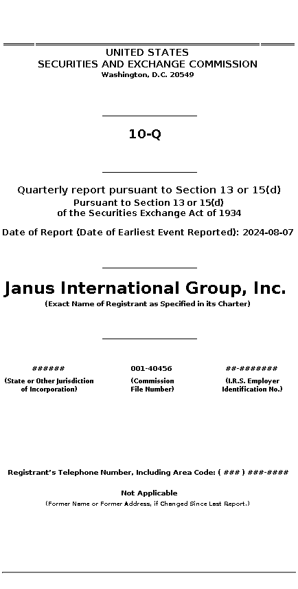 jbi : 10-Q Quarterly report pursuant to Section 13 or 15(d)