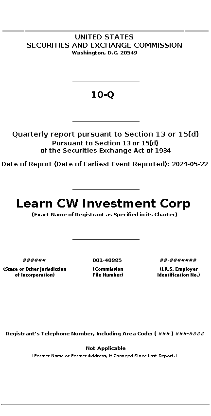 LCW : 10-Q Quarterly report pursuant to Section 13 or 15(d)
