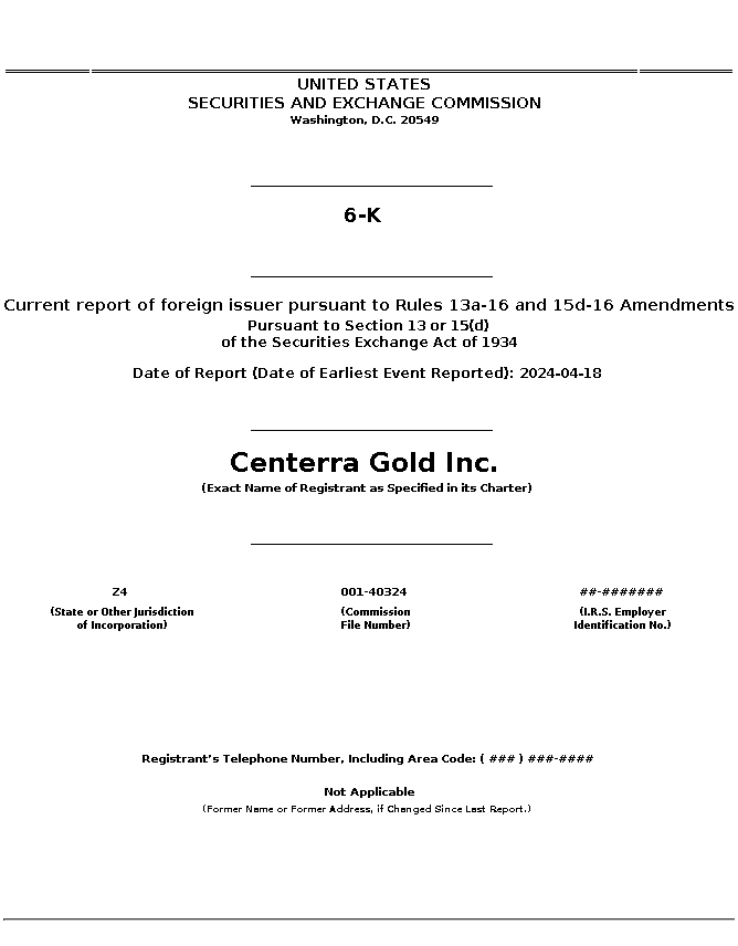 CGAU : 6-K Current report of foreign issuer pursuant to Rules 13a-16 and 15d-16 Amendments