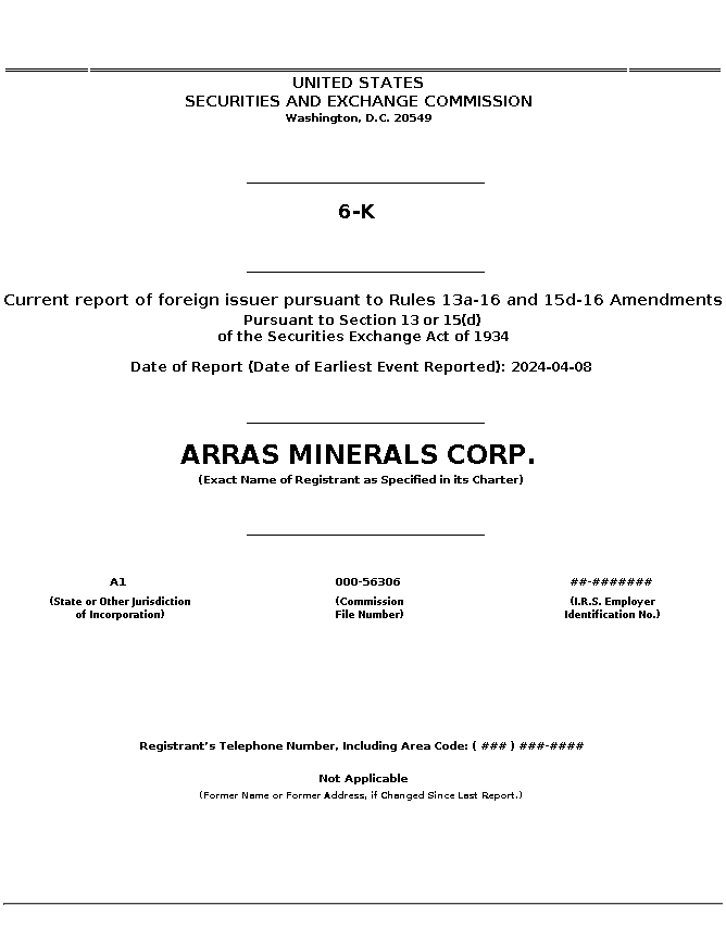 ark.v : 6-K Current report of foreign issuer pursuant to Rules 13a-16 and 15d-16 Amendments