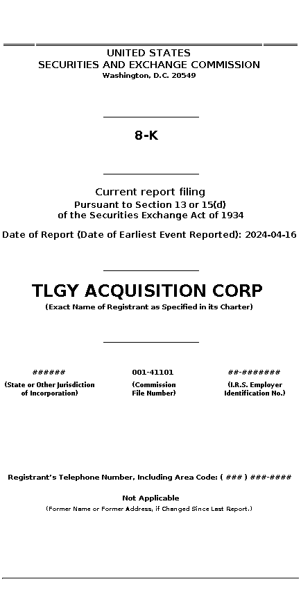 TLGY : 8-K Current report filing