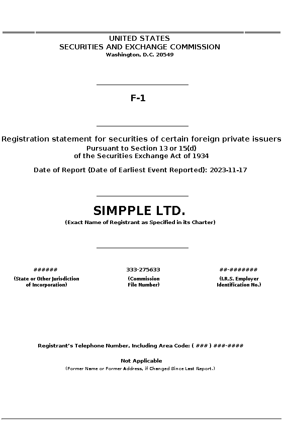 SPPL : F-1 Registration statement for securities of certain foreign private issuers
