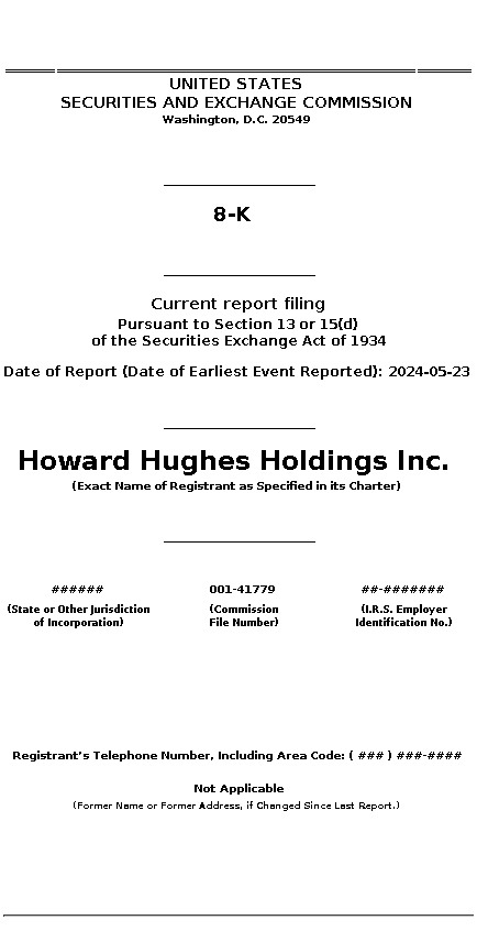 HHH : 8-K Current report filing