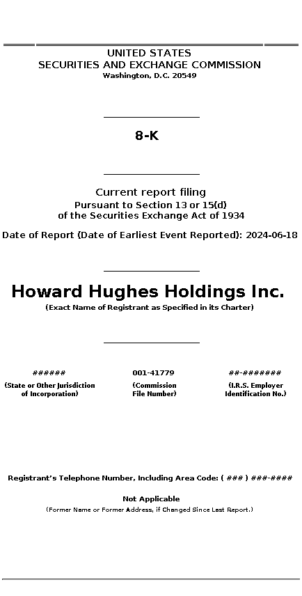 HHH : 8-K Current report filing
