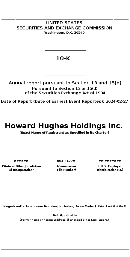 HHH : 10-K Annual report pursuant to Section 13 and 15(d)
