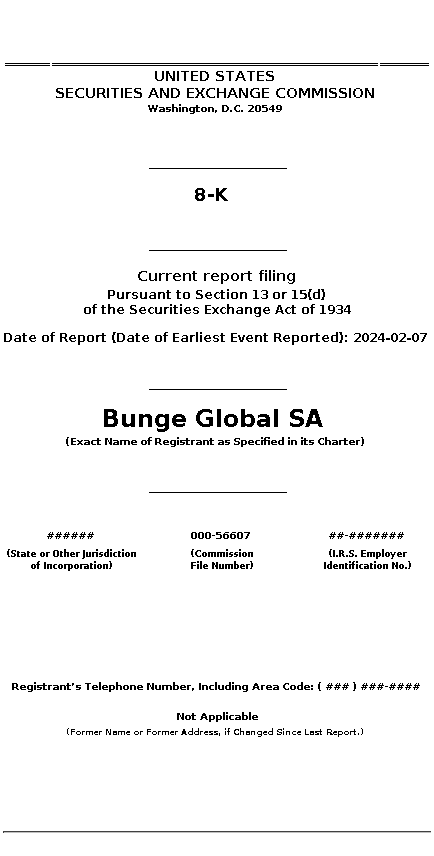 BG : 8-K Current report filing